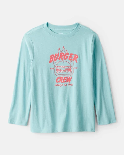 Kid Burger Crew Long-Sleeve Graphic Tee - Blue