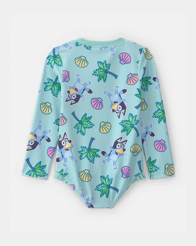 Toddler Girl 1-Piece Bluey™ Rashguard Swimsuit - Blue