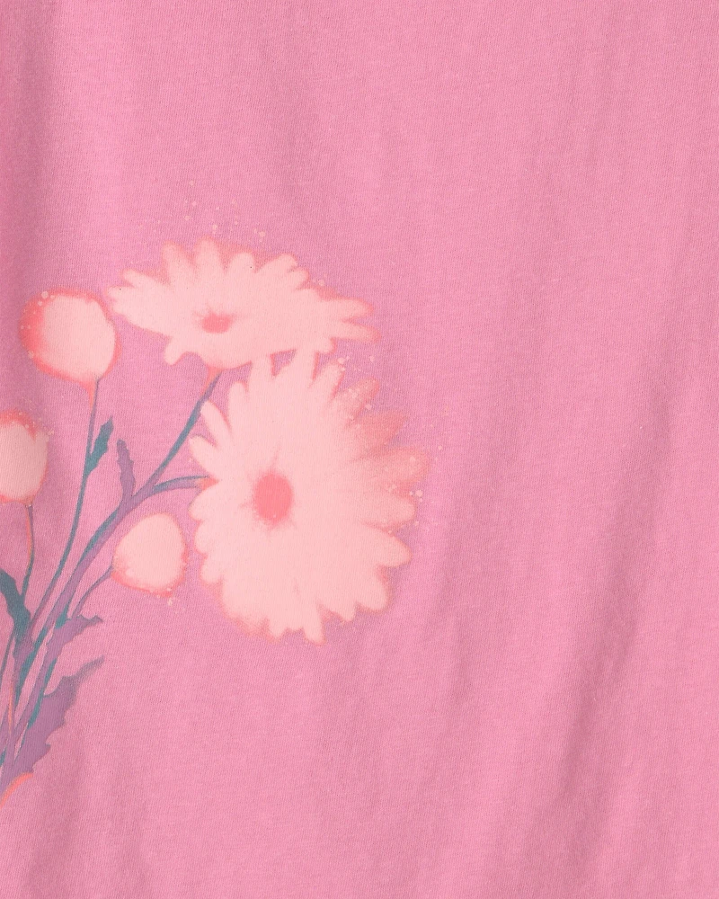 Girls Floral Graphic Tee - Pink