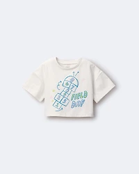 Toddler Girl 'Field Day' Breezy Top in Hopscotch Print - Cream