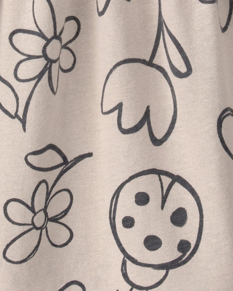 Baby Girl Floral Ladybug Short-Sleeve Dress - Brown