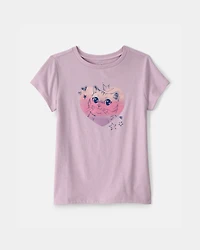Girls Cat Heart Graphic Tee - Purple