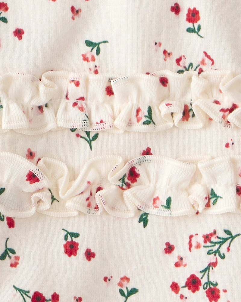 Baby Girl 3-Piece Floral Merry Cotton Bodysuits & Pant Set - White/Red