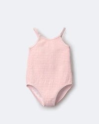Toddler Girl Smocked One-Piece Swimsuit - Light Pink