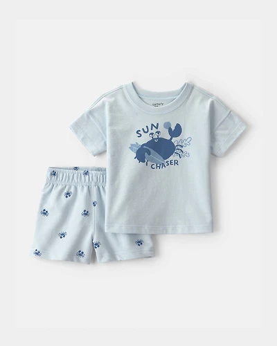 Baby Boy 2-Piece Crab Short-Sleeve Top & Short Set - Blue