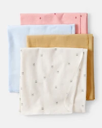 Baby Girl 4-Pack Fruit Print Receiving Blankets