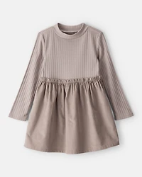 Toddler Girl Rib Knit Dress - Brown