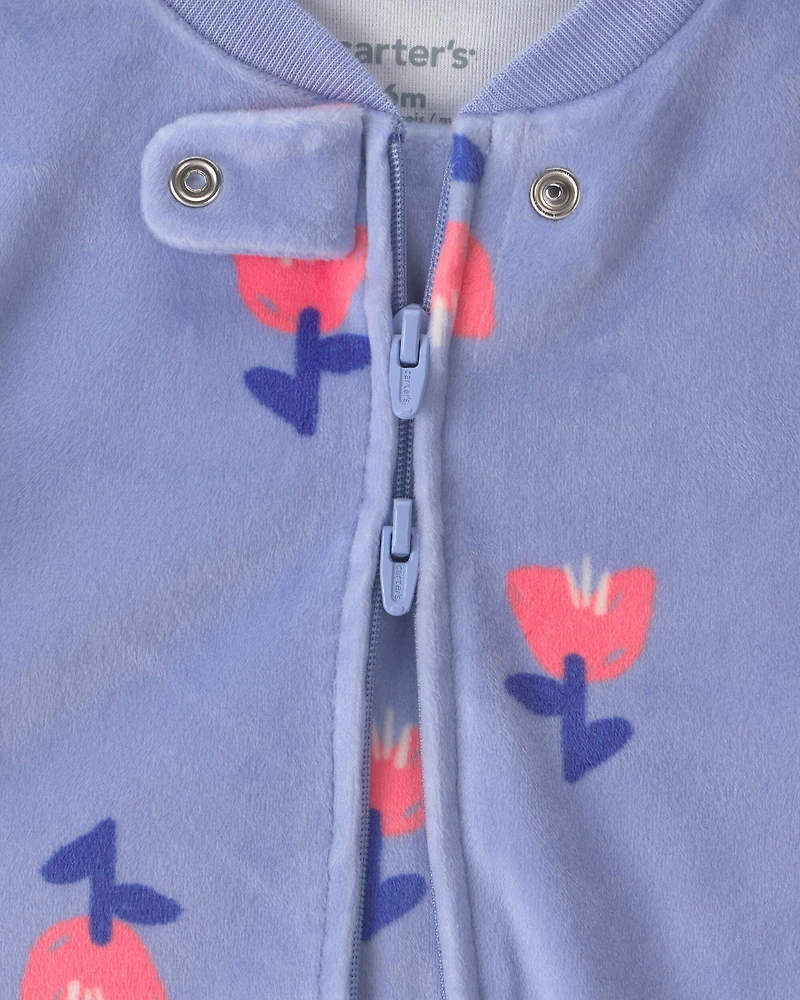 Baby Girl Tulip 2-Way Zip Sleep & Play Pajamas - Blue