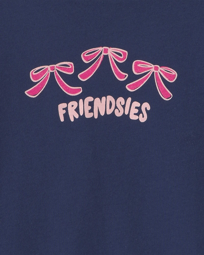Girls 'Friendsies' Long-Sleeve Graphic Tee - Navy Blue