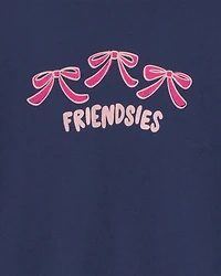 Girls 'Friendsies' Long-Sleeve Graphic Tee - Navy Blue