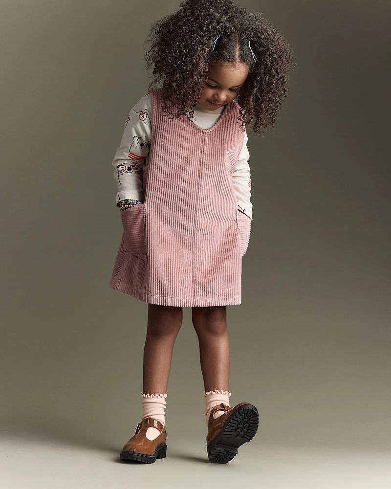 Toddler Girl Otter Pocket Corduroy Jumper - Light Pink