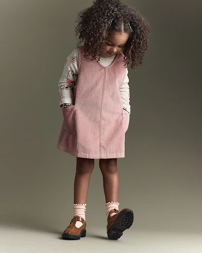 Toddler Girl Otter Pocket Corduroy Jumper - Light Pink