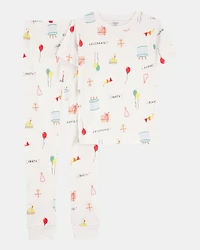 Kid 2-Piece Birthday 100% Snug Fit Cotton Pajamas - Ivory