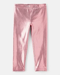 Toddler Girl Pull-On Stretch Metallic Leggings - Pink
