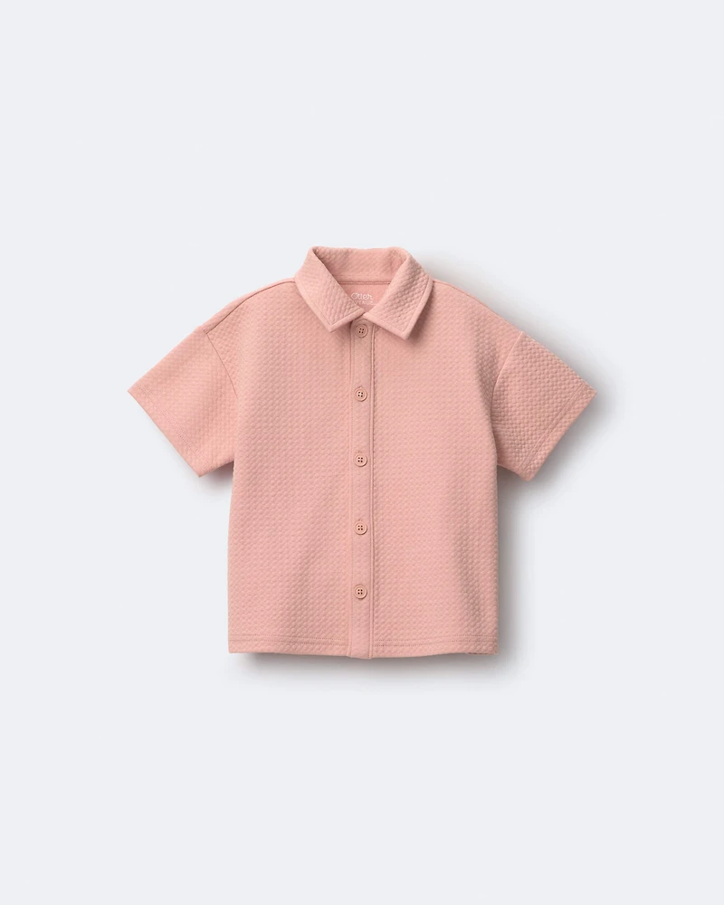 Toddler Boy Button-Down Short-Sleeve Shirt - Light Pink