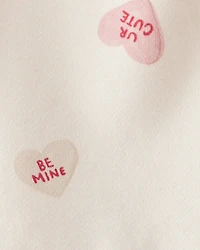 Baby Girl DayDream Fleece Valentine's Day Hearts Knit Dress - Ivory