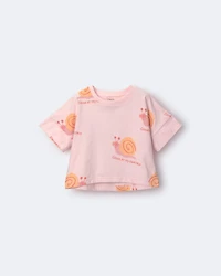 Toddler Girl 'My Own Pace' Snail High-Low Dolman Tee - Light Pink