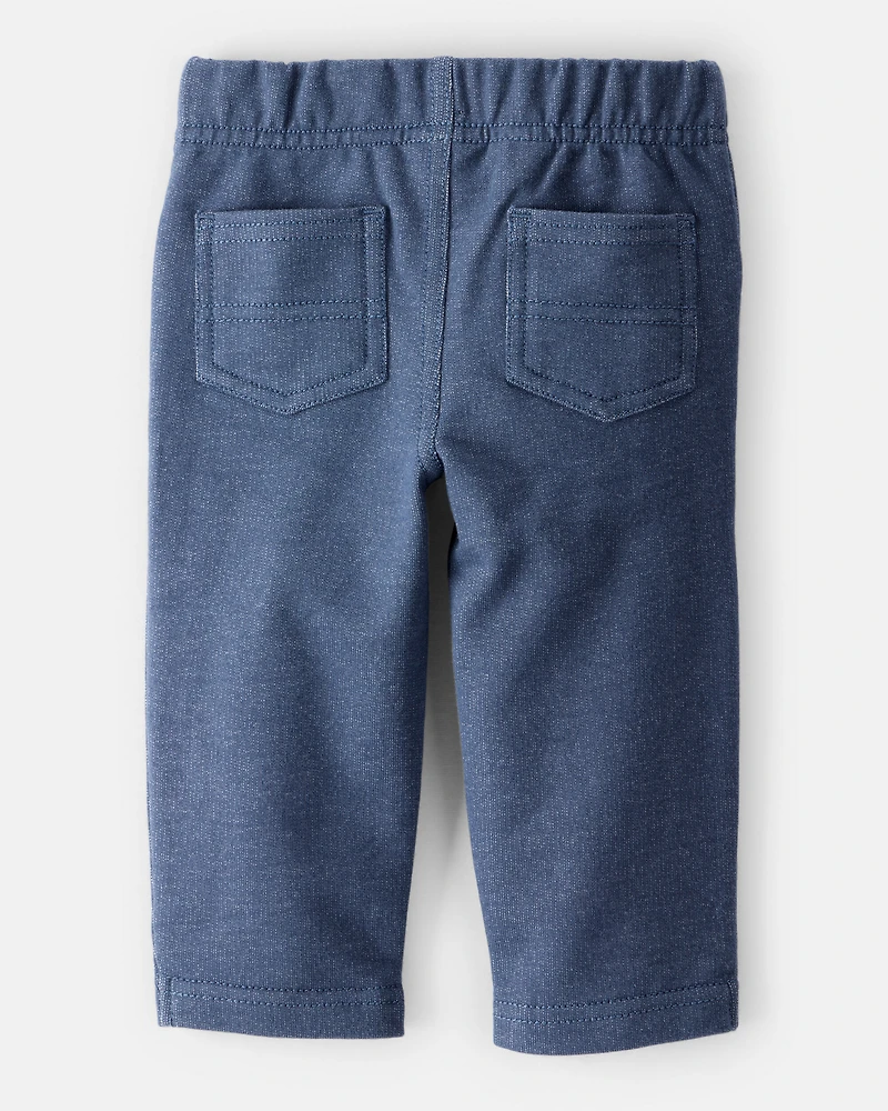 Baby Boy 100% Cotton Faux Denim Pull-On Pants - Blue