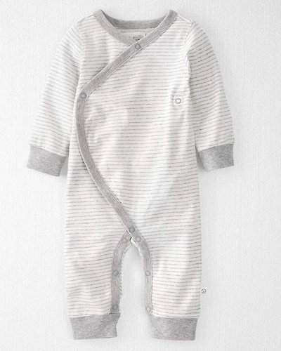 Baby Organic Cotton Wrap Sleep & Play Pajamas in Stripes