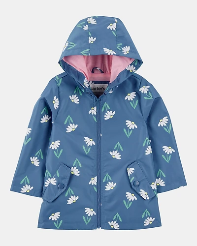 Toddler Girl Color Changing Rain Jacket - Navy