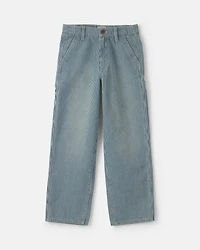 Boys Hickory Stripe Denim Baggy Jeans - Light Wash
