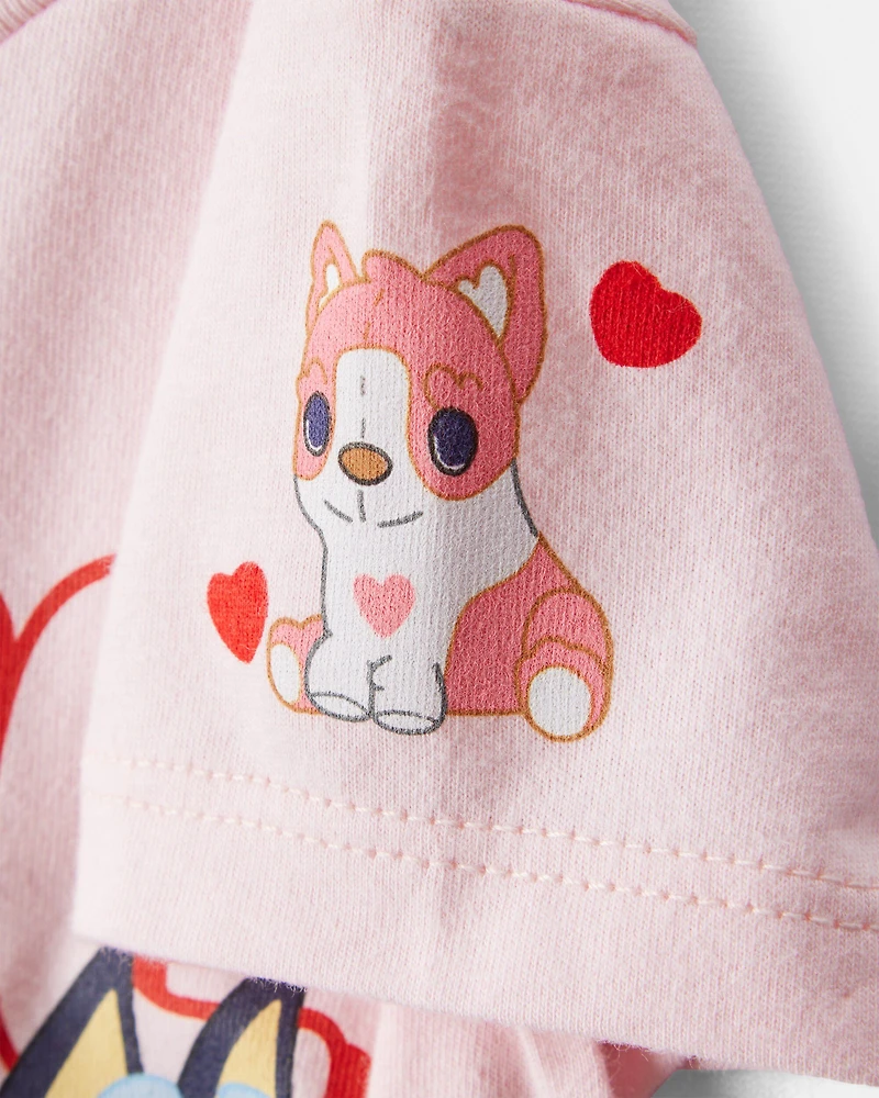 Toddler Girl Valentine's Day Bluey™ Short-Sleeve Graphic Tee - Pink