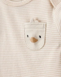 Baby 4-Piece Striped Duck Outfit Set - Brown