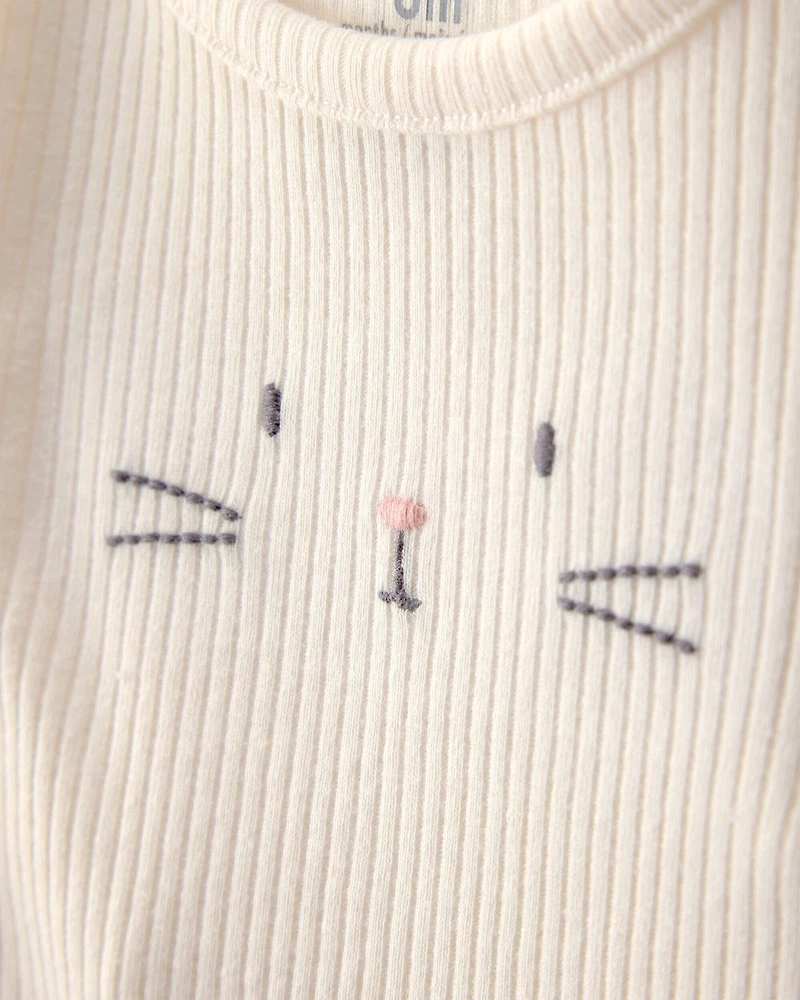 Baby 2-Piece Easter Bunny Rib Tee & Pant Set - Cream