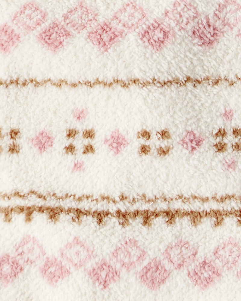 Baby Girl 3-Piece Fair Isle Sherpa Vest Outfit Set - Pink