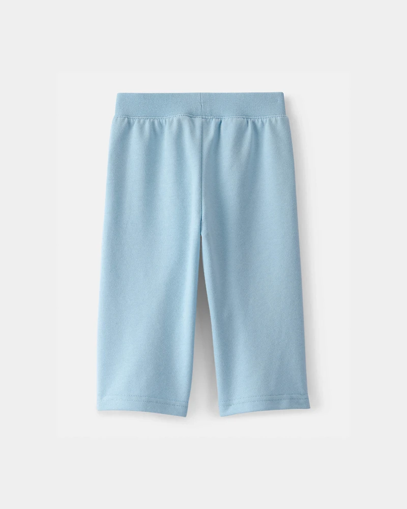 Baby Girl French Terry Wide-Leg Active Pants - Blue