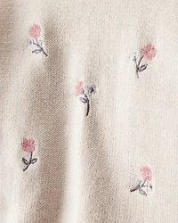 Baby Girl 2-Piece Floral Sweater & Pant Set - Cream