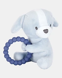 Baby Puppy Plush With Teether - Blue