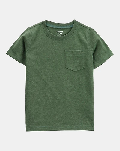 Baby Solid Short-Sleeve Pocket Tee - Dark Green