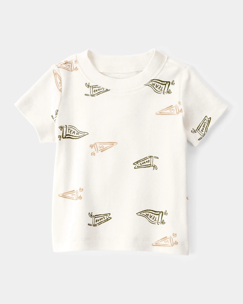 Baby 2-Piece Team Champ Tee & Overall Set - Ivory/Olive