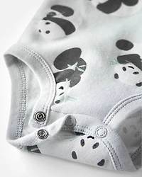 Baby Organic Cotton 3-Pack Panda-Print & Striped Bodysuits