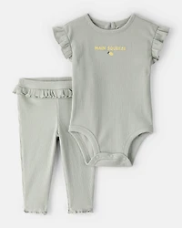 Baby Girl 'Main Squeeze' Bodysuit & Pant Set - Green
