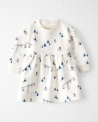 Baby Girl French Terry Dress Made with Organic Cotton in Snowy Slopes Print