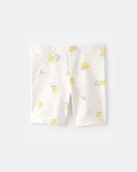 Toddler Girl Lemon Bike Shorts - Cream