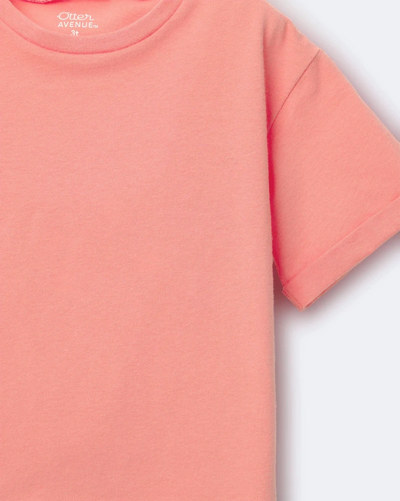 Toddler Rolled Cuff Tee - Coral