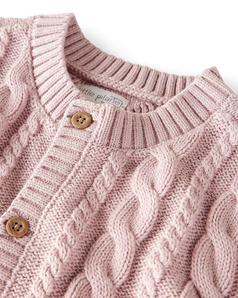 Toddler Girl Organic Cotton Cable Knit Cardigan