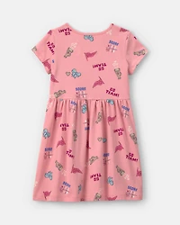 Girls School Spirit Short-Sleeve Dress - Pink