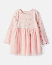 Toddler Girl Floral Print Long-Sleeve Dress - Pink