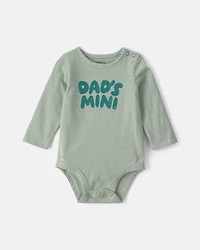 Baby Boy 'Dad's Mini' Long-Sleeve Graphic Bodysuit - Green