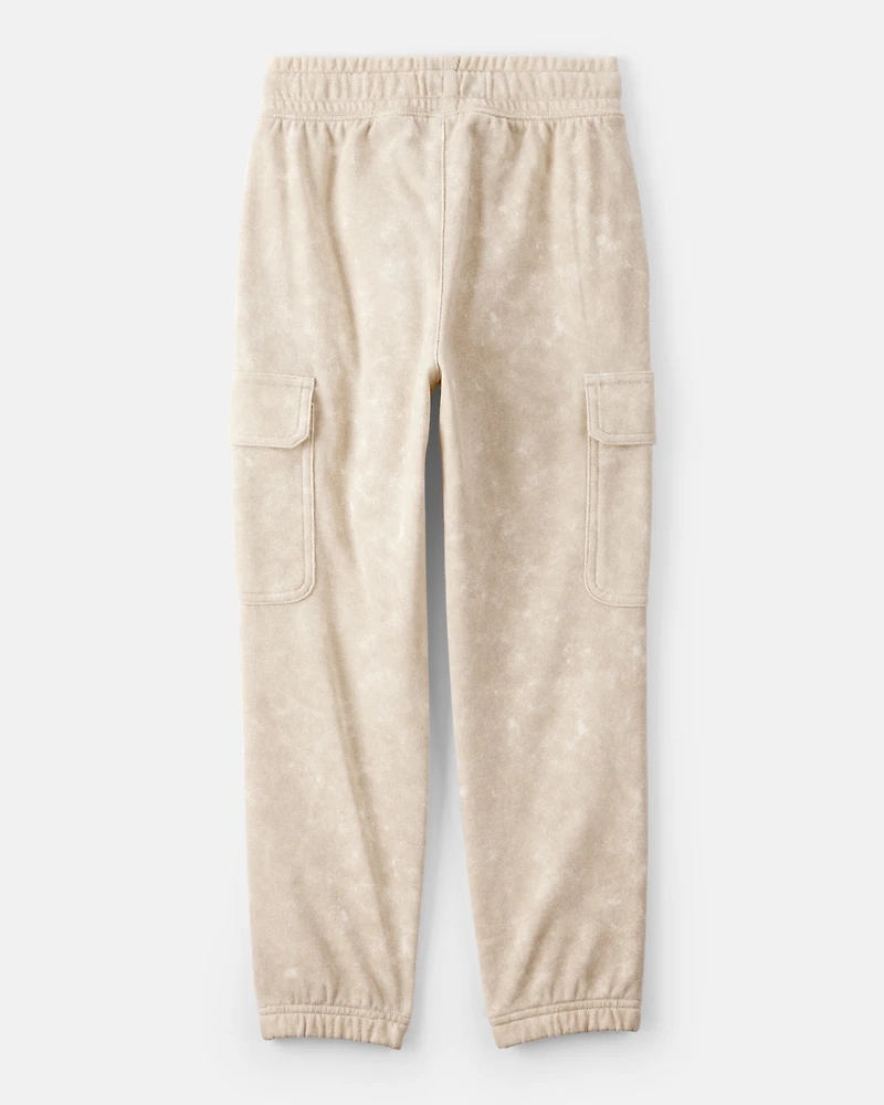 Boys Acid Wash Print French Terry Jogger - Cream