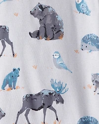 Kid Organic Cotton Pajamas in Midnight Forest Print