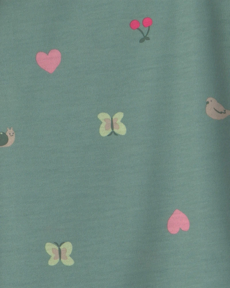 Girls 2-Pack Butterfly Night Gowns - Pink/Green