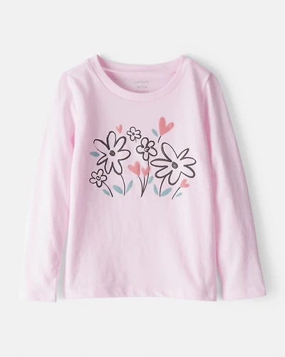 Toddler Girl Flower Bloom Long-Sleeve Graphic Tee - Pink