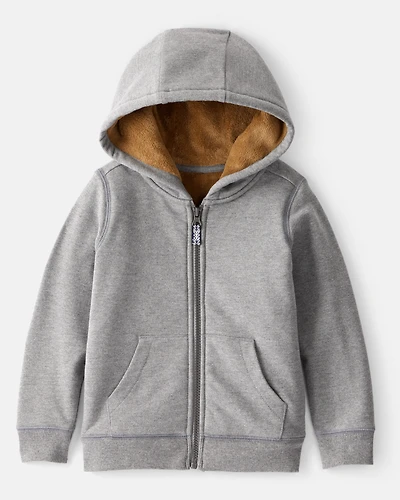 Toddler Boy Long-Sleeve Hooded Zip-Up Jacket - Grey