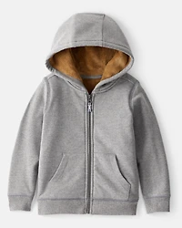 Toddler Boy Long-Sleeve Hooded Zip-Up Jacket - Grey