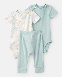 Baby 3-Piece Animal Bodysuits & Pant Set - Blue/White